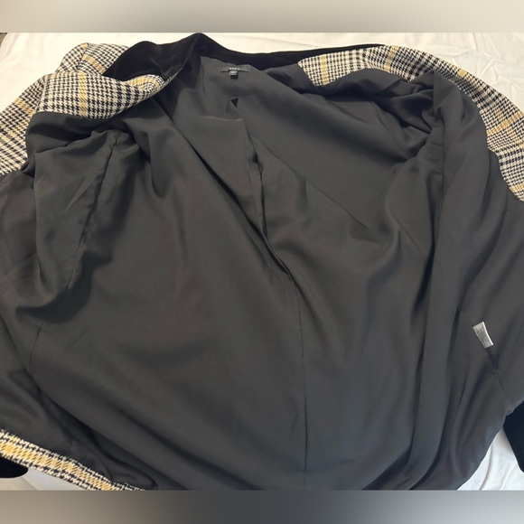 Drew Plaid W/ Black Velvet Collar & Cuffs One Button Blazer Women’s Size L - Picture 10 of 12